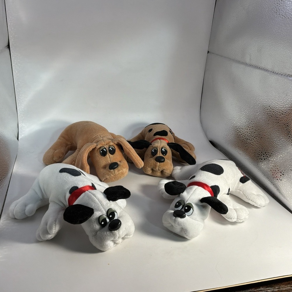 TONKA 4Pound Puppy Vintage 1985 Small 2 Brown And 2 White Plush